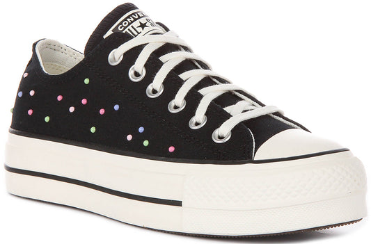 Converse All Star Lift A19141C In Black Multicolour Studs For Women
