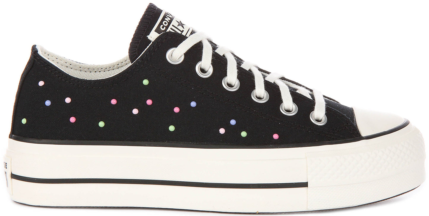 Converse All Star Lift A19141C In Black Multicolour Studs For Women