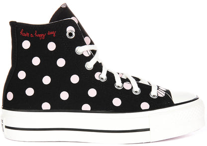 Converse All Star Polka Dot Lift A10688C In Black Pink for Women