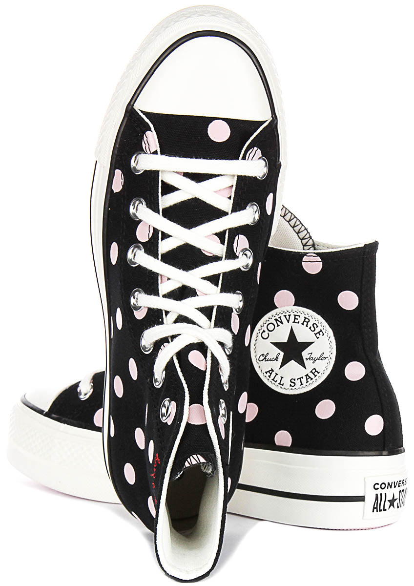 Converse All Star Polka Dot Lift A10688C In Black Pink for Women
