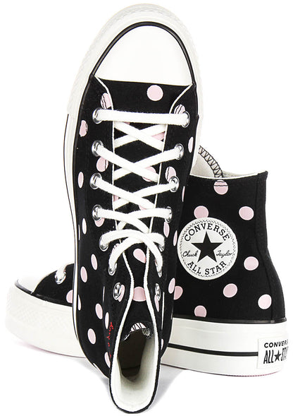 Converse All Star Polka Dot Lift A10688C In Black Pink for Women