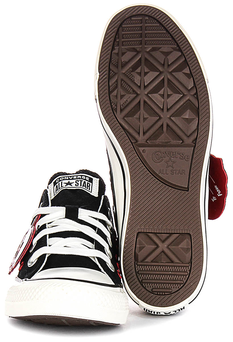 Converse All Star Low A13651C Rose & Hearts In Black Red