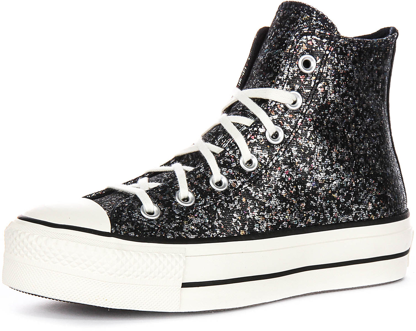 Converse All Star Lift A09551C In Black Silver Metalic