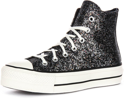 Converse All Star Lift A09551C In Black Silver Metalic