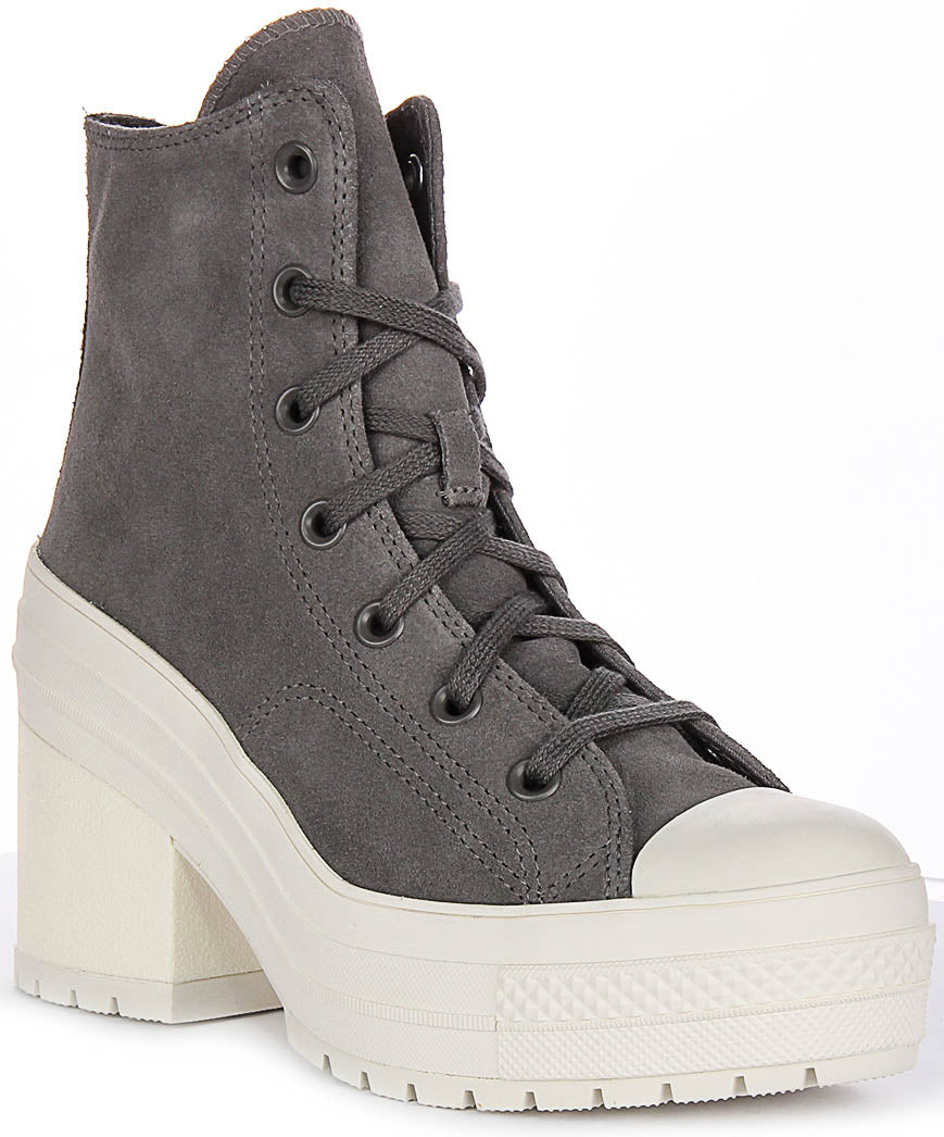 Converse Chuck 70s De Luxe Heel A12327C In Grey Suede