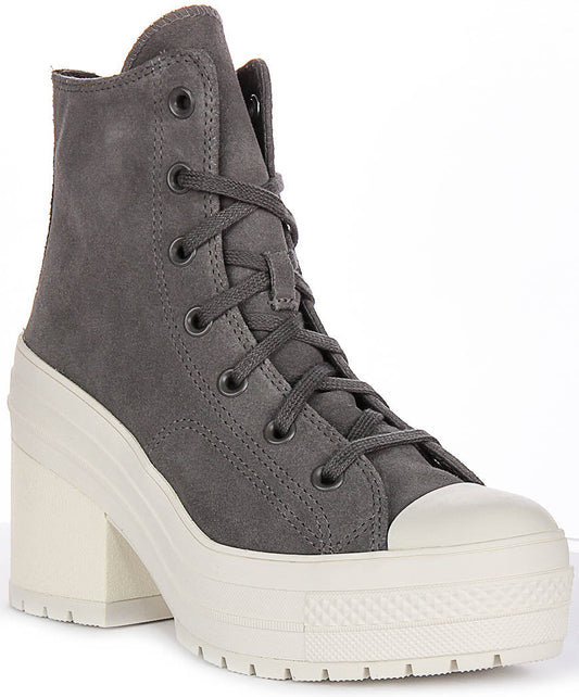 Converse Chuck 70s De Luxe Heel A12327C In Grey Suede
