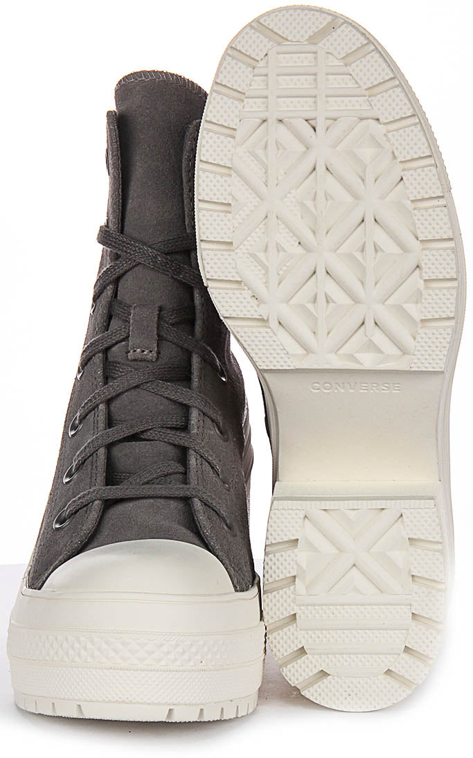 Converse Chuck 70s De Luxe Heel A12327C In Grey Suede