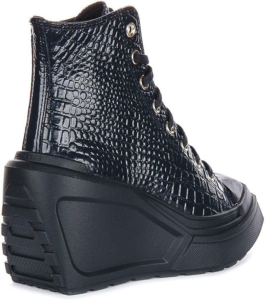 Converse Chuck 70 De Luxe Wedge A10037C In Navy Leather