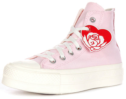 Converse All Star Lift Platform Valentine A13652C In Pink White