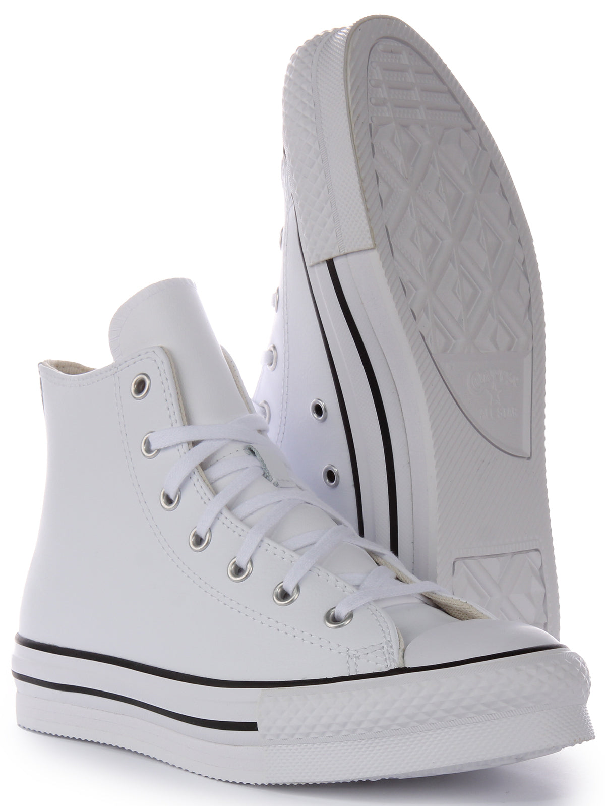 Converse All Star Lift A02486C In White Leather For Junior