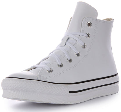 Converse All Star Lift A02486C In White Leather For Junior
