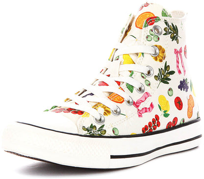 Converse Chuck Taylor A17773C All Star Hi In White Fruit Print
