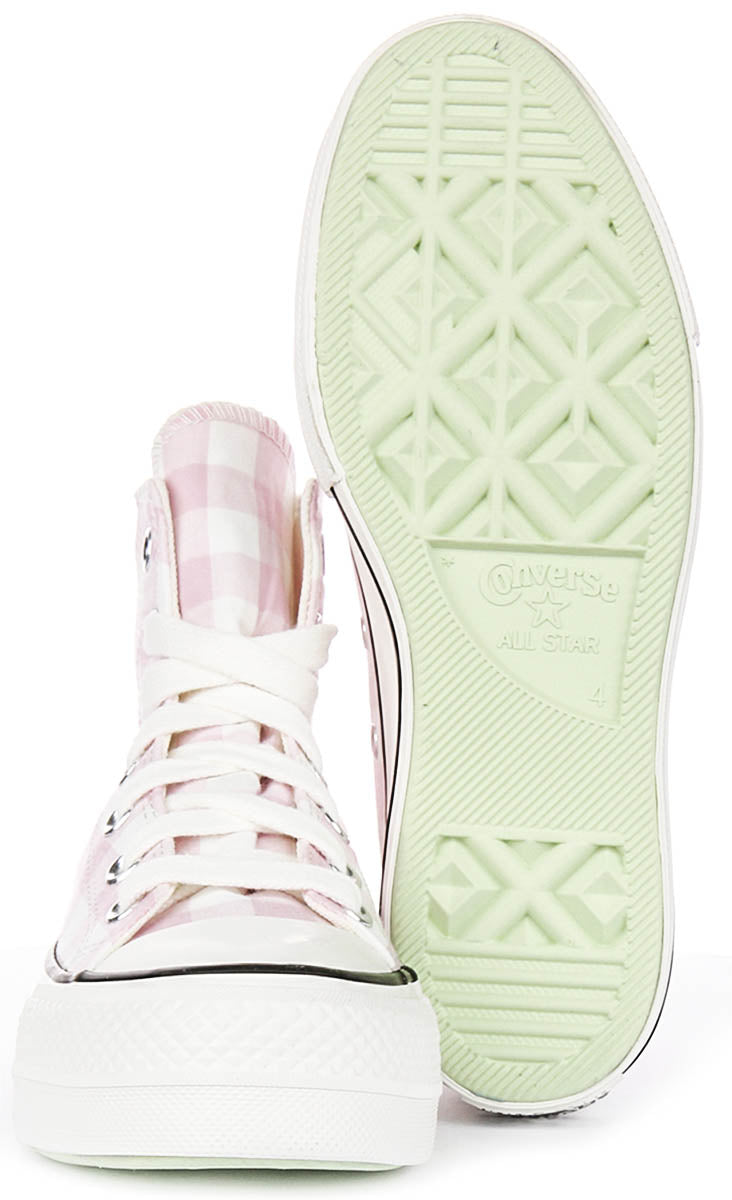 Converse All Star Lift A13663C In White Pink Gingham Print
