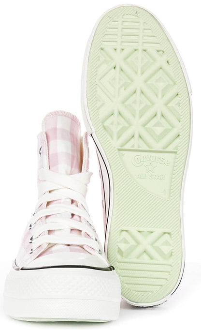 Converse All Star Lift A13663C In White Pink Gingham Print