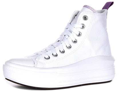 Converse All Star Move Hi A03667C In White Purple For Junior